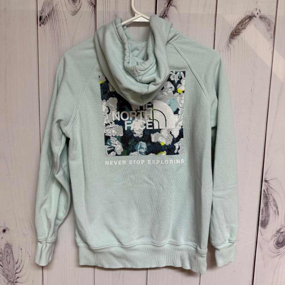 The North Face Graphic Back Hoodie Women’s Small Light Mint Green GUC